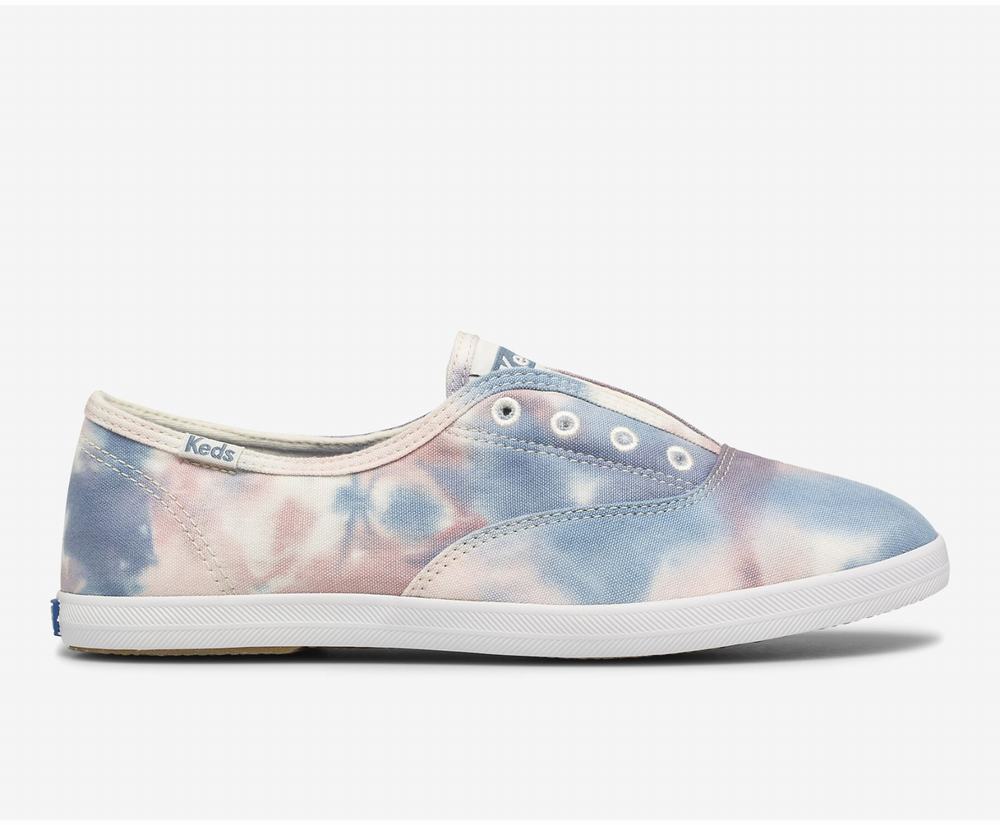 Women's Keds CHilax Washable Feat Tie Dye Organic Cotton Slip Ons Pink Blue Multicolor 1942860QV - S